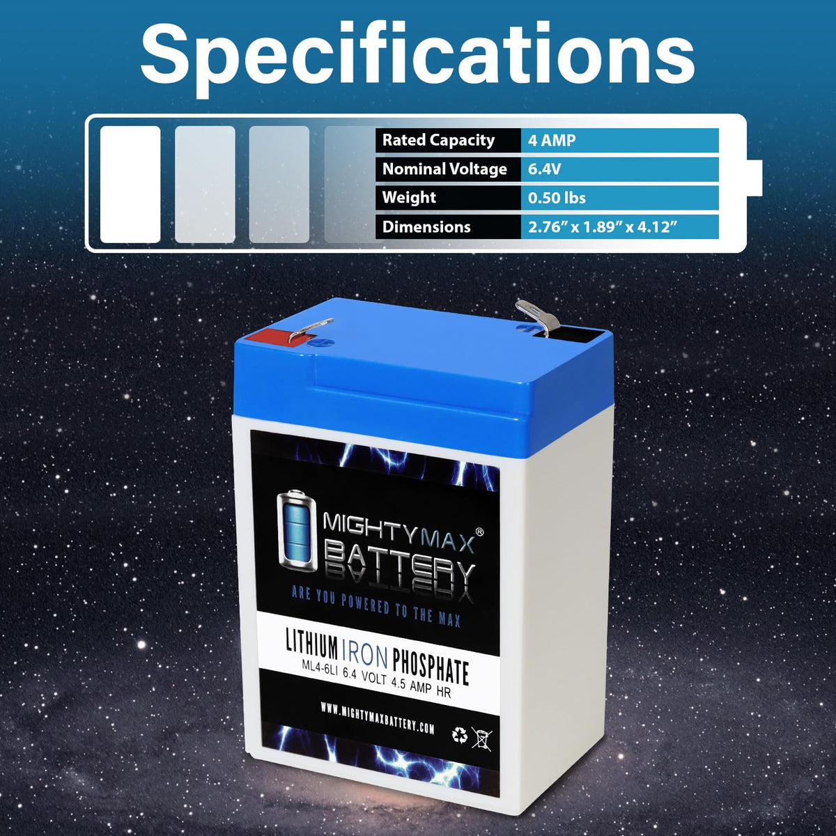 6V 4.5AH Lithium Replacement Battery V6168