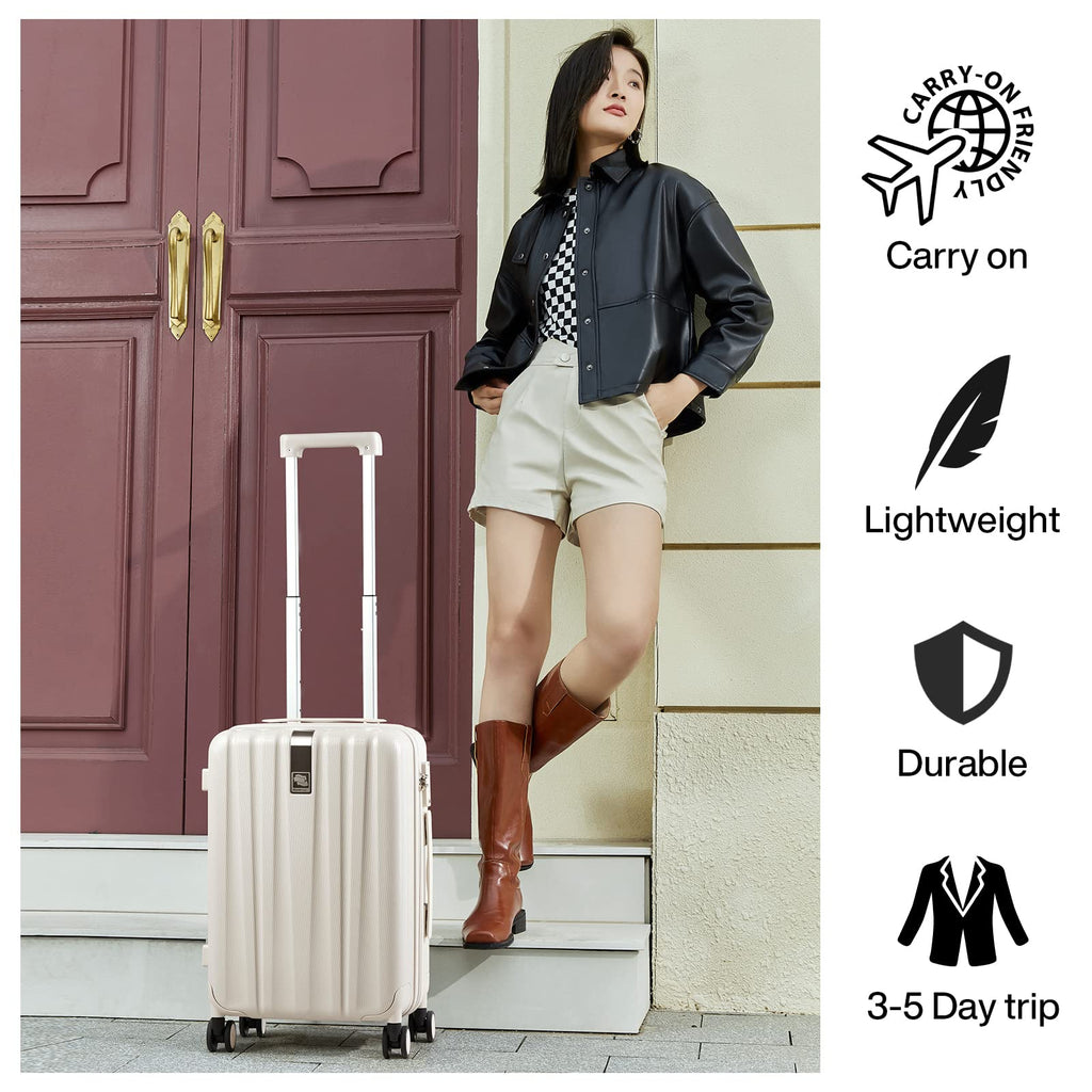 20 Inch Lightweight PC Hard Shell Carry on Luggage with Spinner Wheels R207