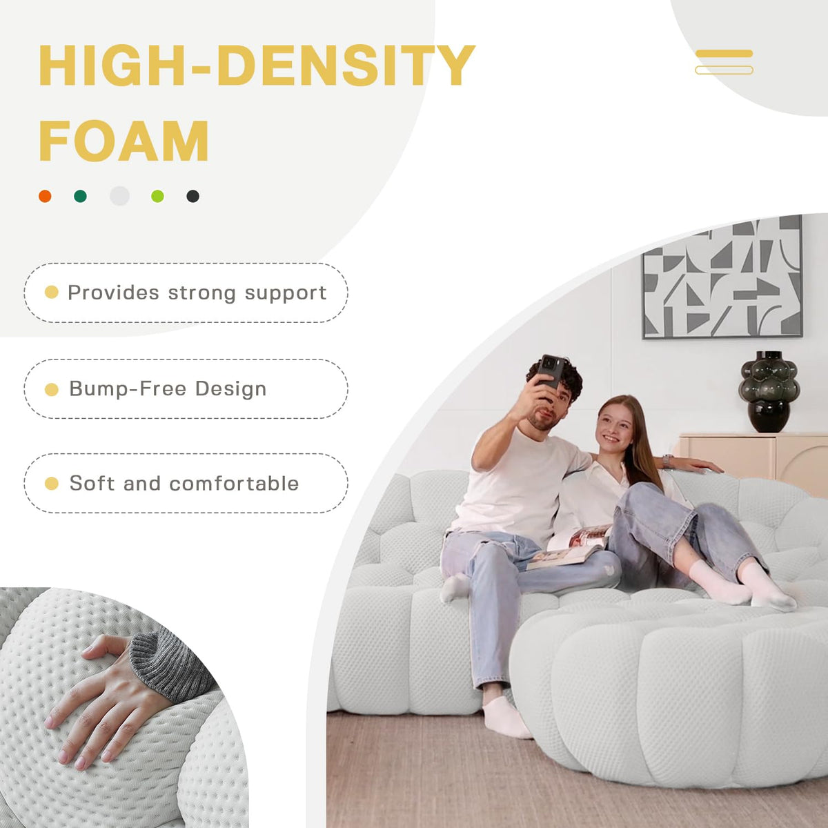 Light Gray Curved Upholstered Sofa E63364