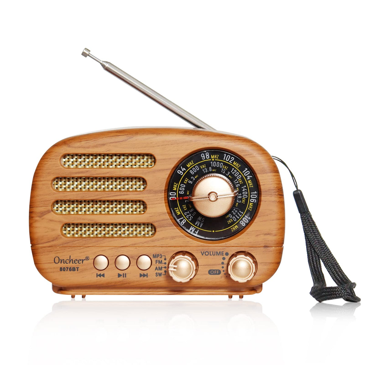 Portable Vintage Retro Bluetooth Speaker Radio with FM/AM/SW Bands G7232