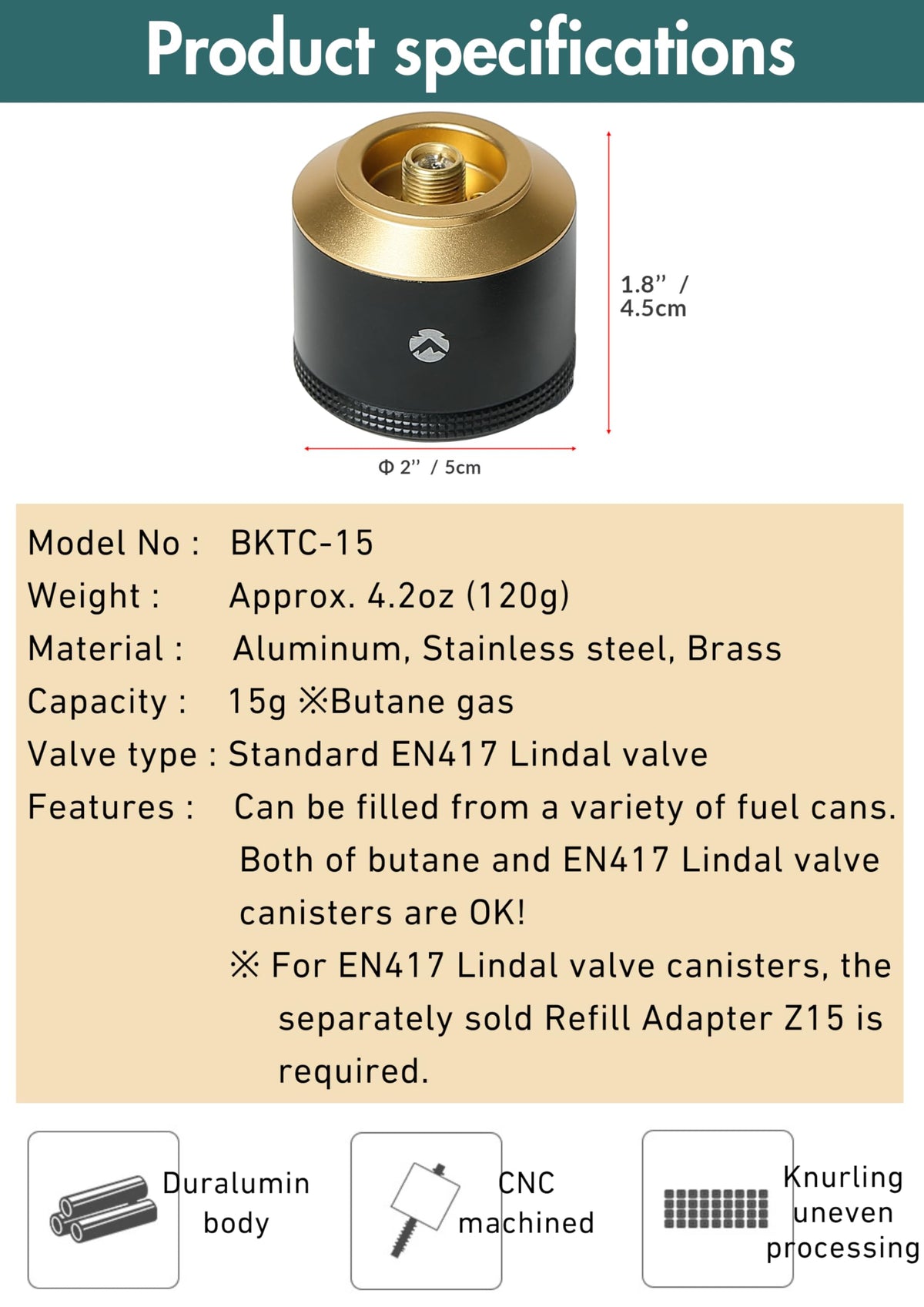Empty 15g Black Gas Canister A856