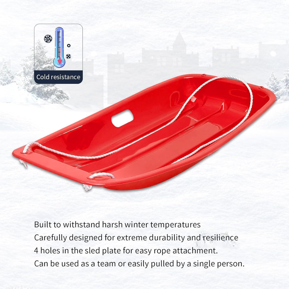 2 Piece Plastic Sled Board with Four Ropes A9338