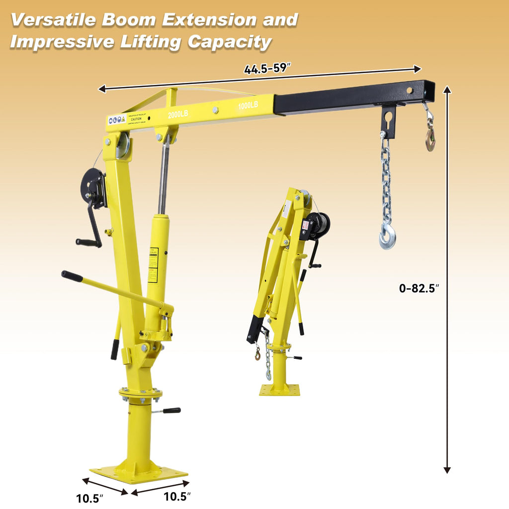 2000 lbs Folding Truck Crane with Hydraulic Winch Z309959