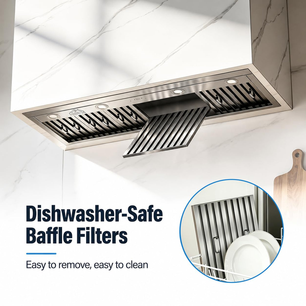 48 inch Stainless Steel Built-in Range Hood with Liner and Baffle Filter V639677