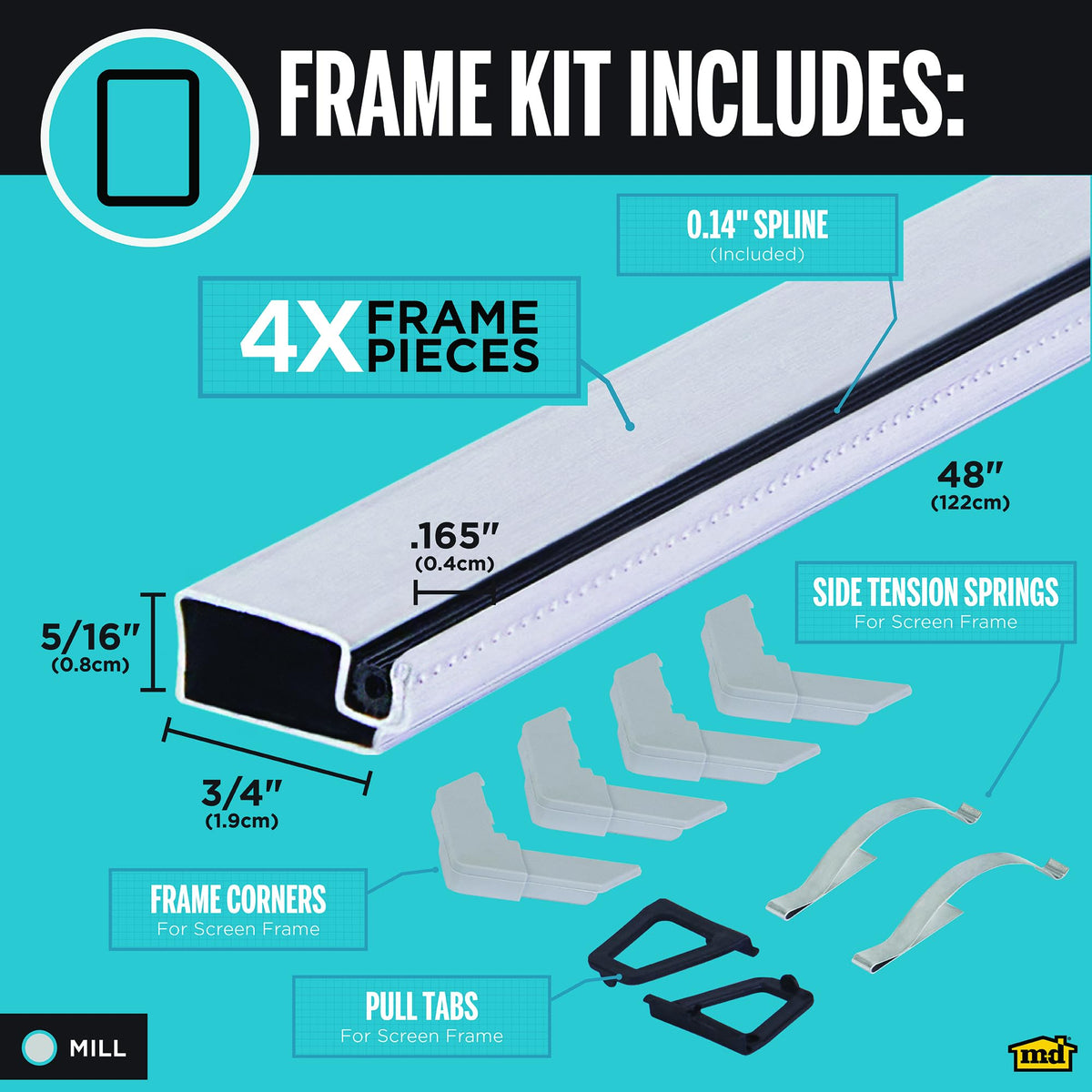 Aluminum Screen Frame Kit 5/16in x 48in x 48in W91969