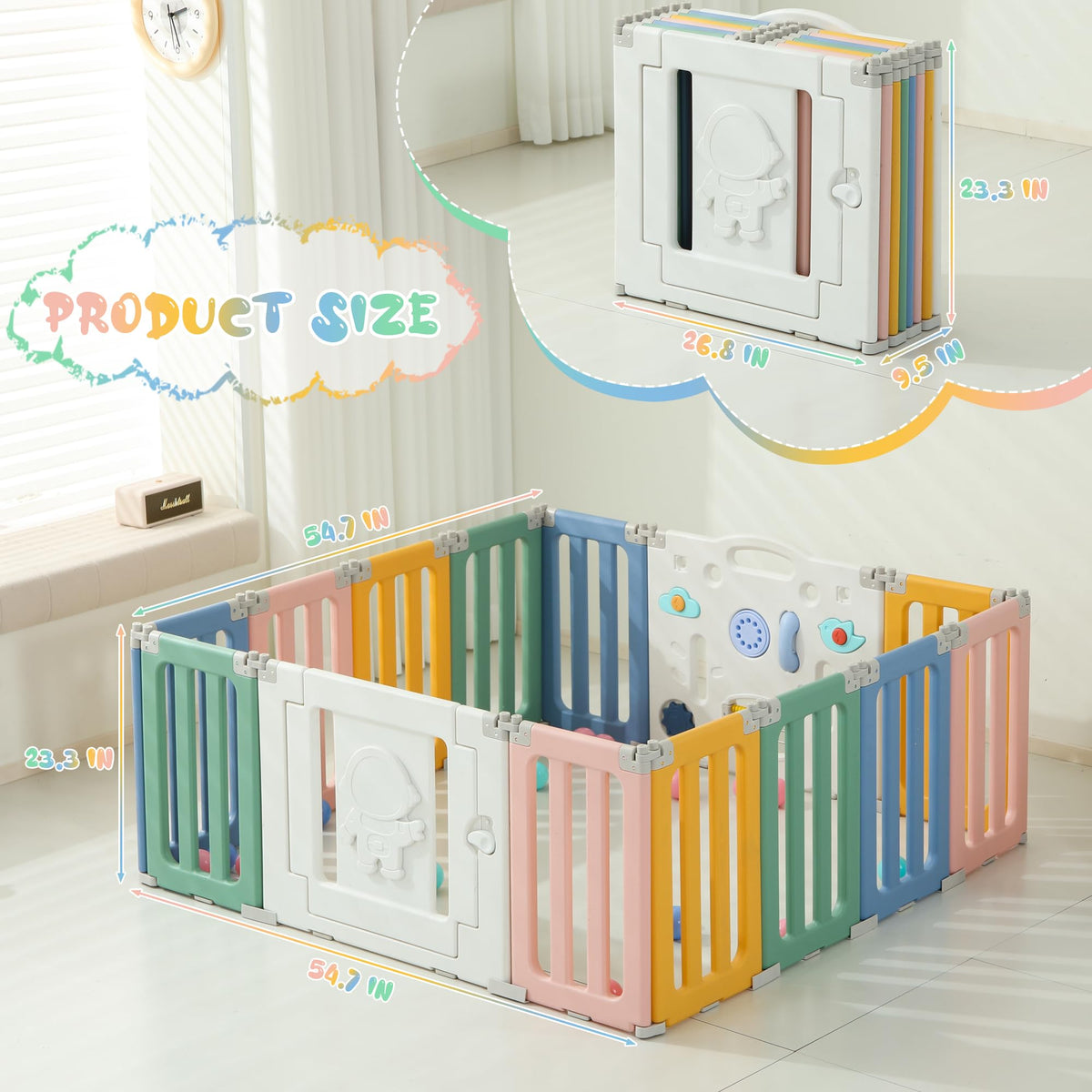 Foldable Colorful Baby Playpen L249231