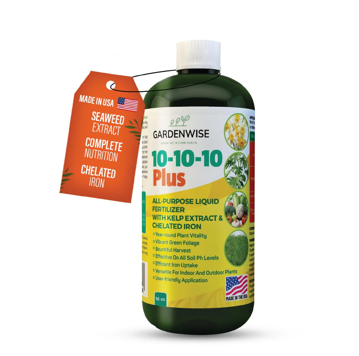 10-10-10 All Purpose Liquid Fertilizer with Seaweed Kelp & Iron 16 oz A2291