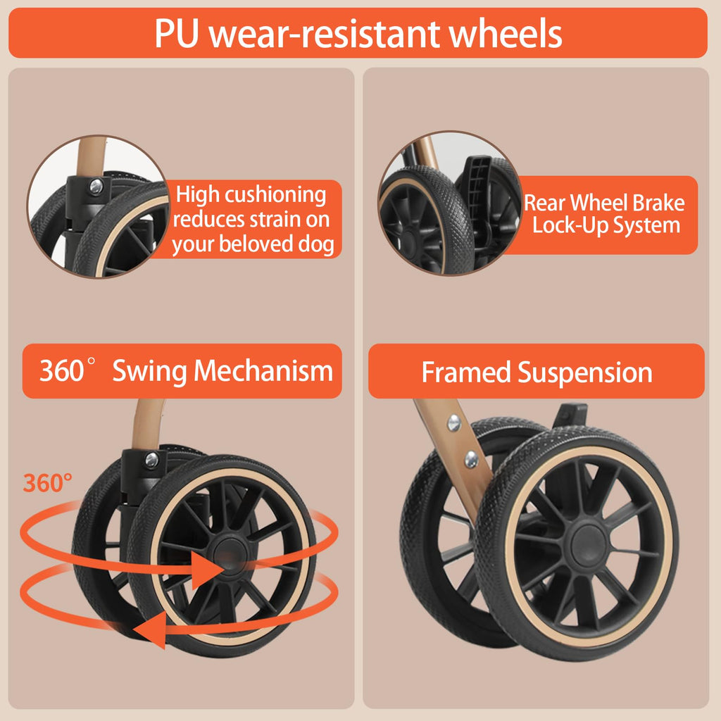 Pet Stroller with 4 Pu Wheels Foldable A4217