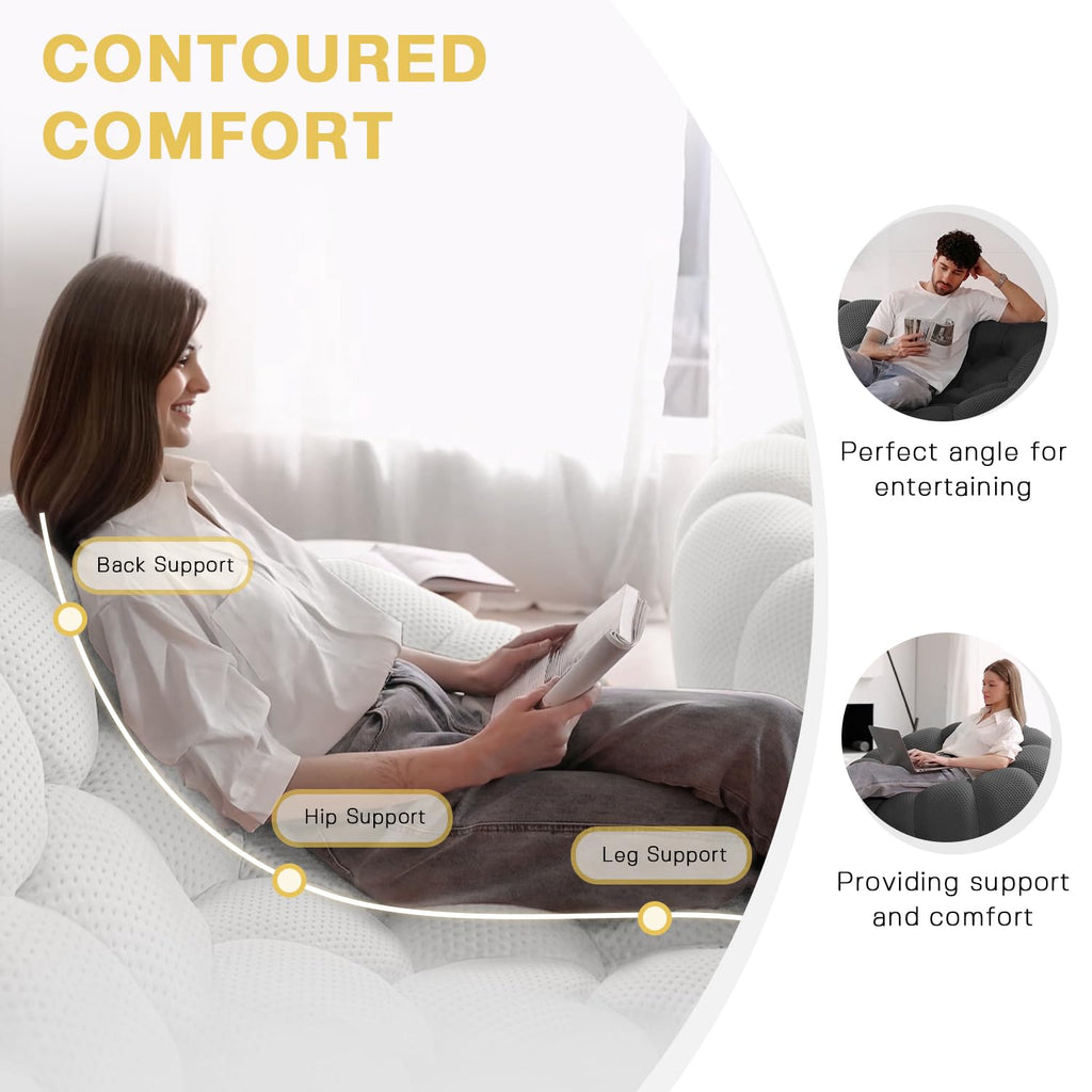 Light Gray Curved Upholstered Sofa E63364