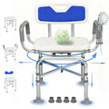 2-Level Width Adjustable 360° Heavy Duty Swivel Shower Chair with Arms and Back E1625