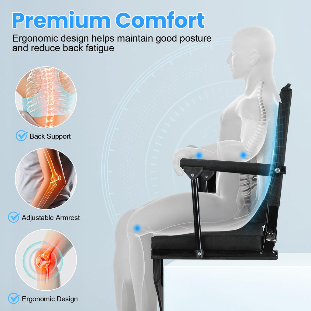 2 Pcs Folding Stadium Seat with Back Support and Cushion M1848