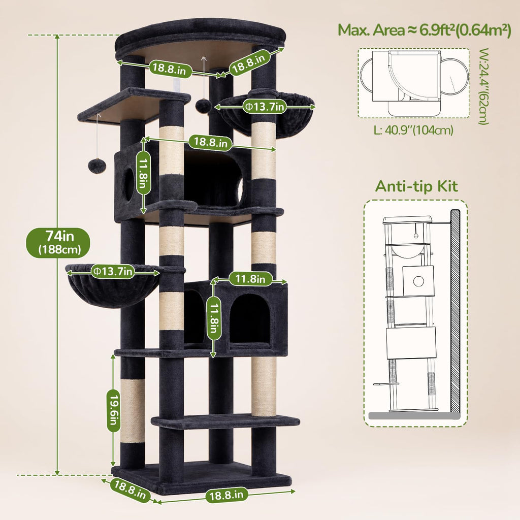 74in Heavy Duty Cat Tree Tower C91583