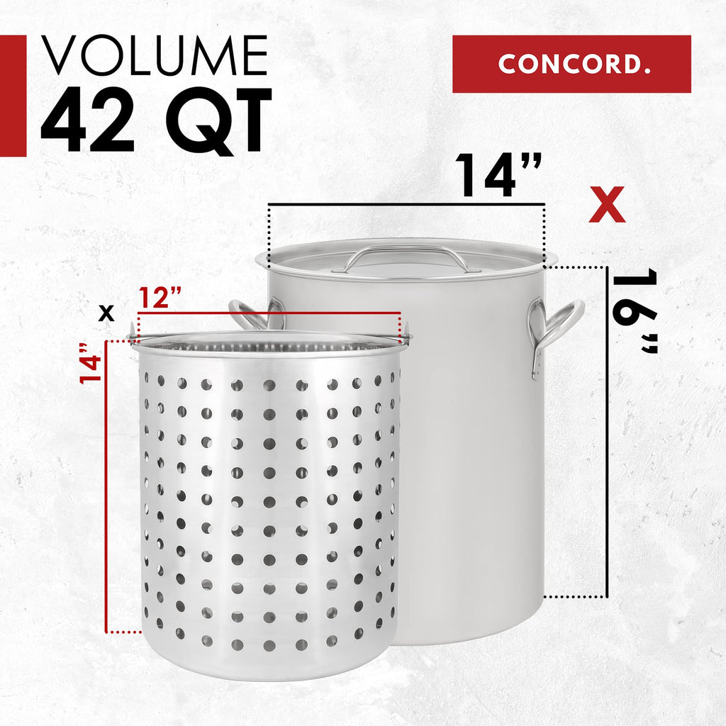42 QT Stainless Steel Stock Pot with Basket N975