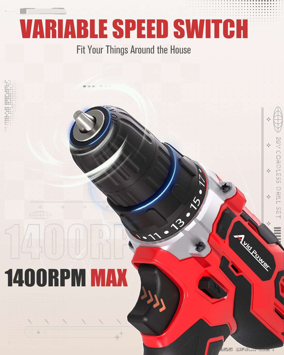 20V Cordless Drill Set with Battery & Charger V4251