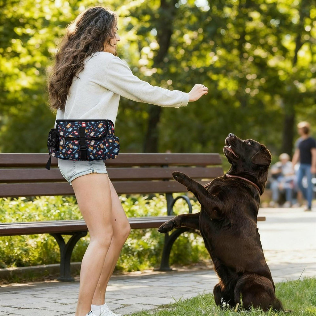 White Dog Walking Fanny Pack C3263