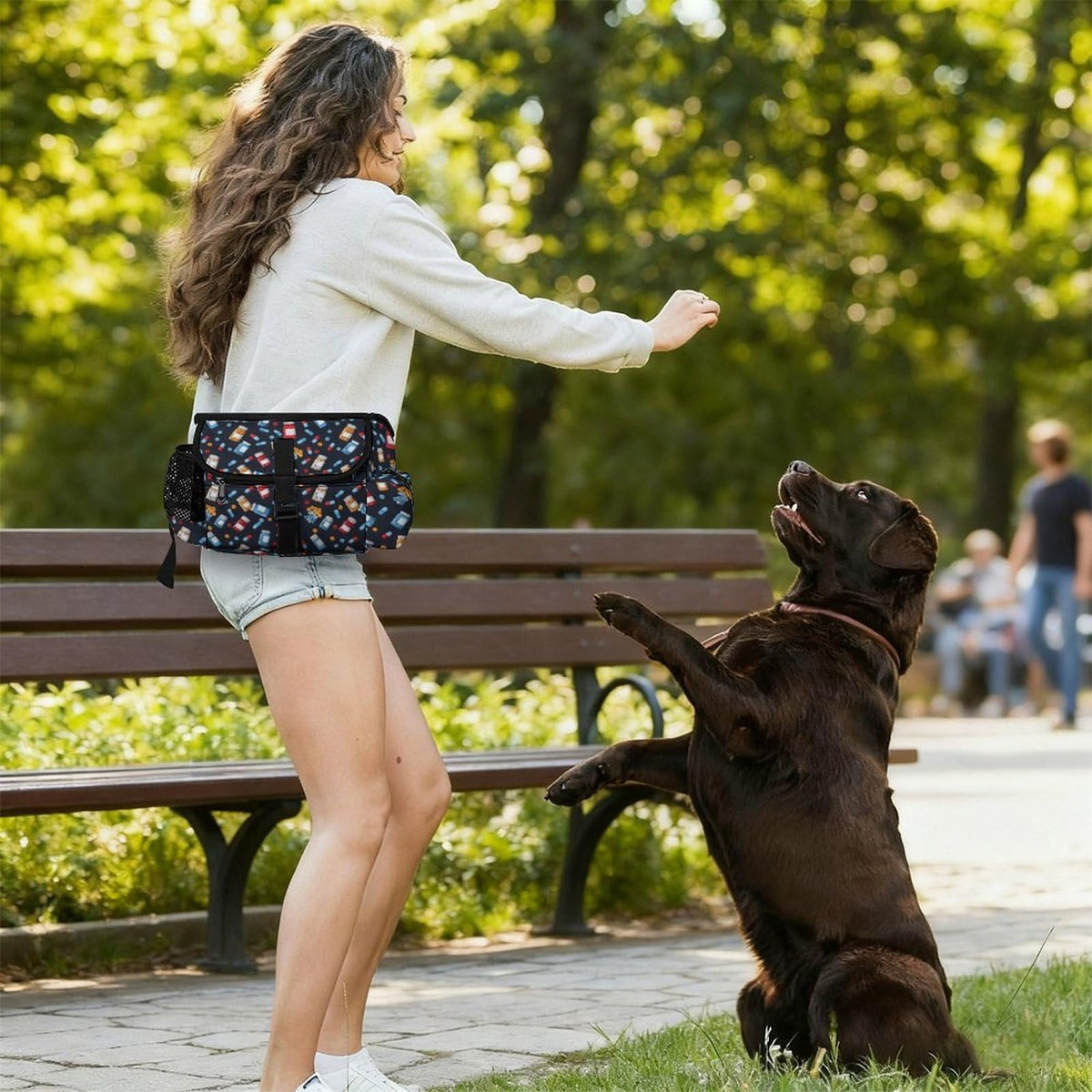 White Dog Walking Fanny Pack C3263