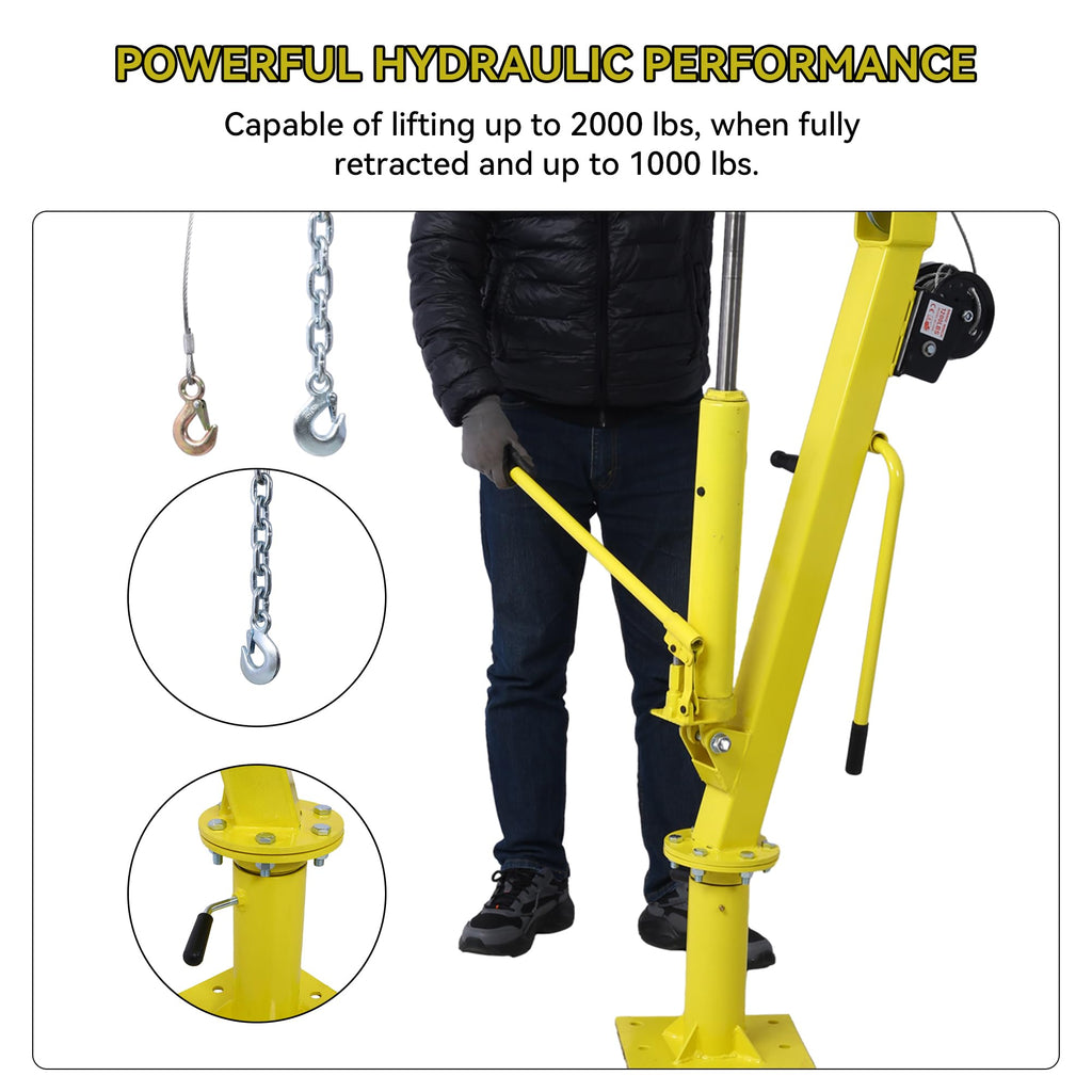 2000 lbs Folding Truck Crane with Hydraulic Winch Z309959