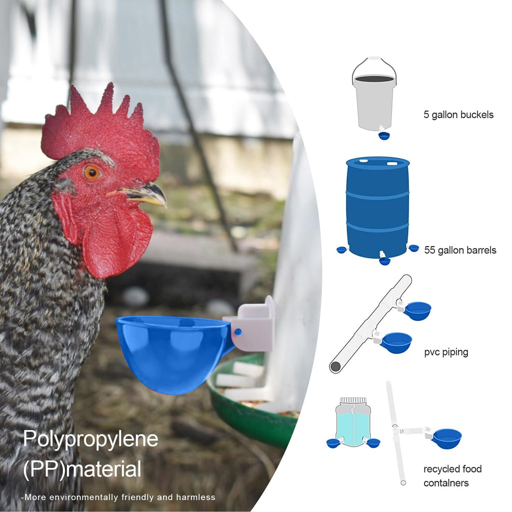 8 Packs Blue Large Chicken Waterer Cups I6324