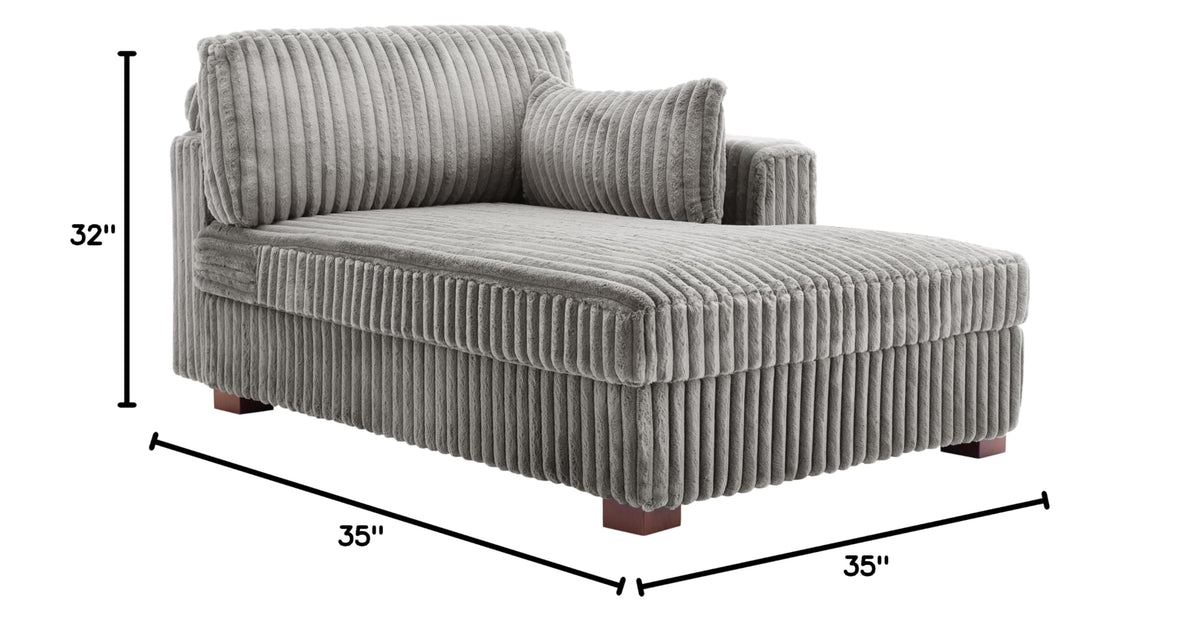 Oversized Faux Fur Upholstered Chaise Lounge Chair with Left Armrest M4899
