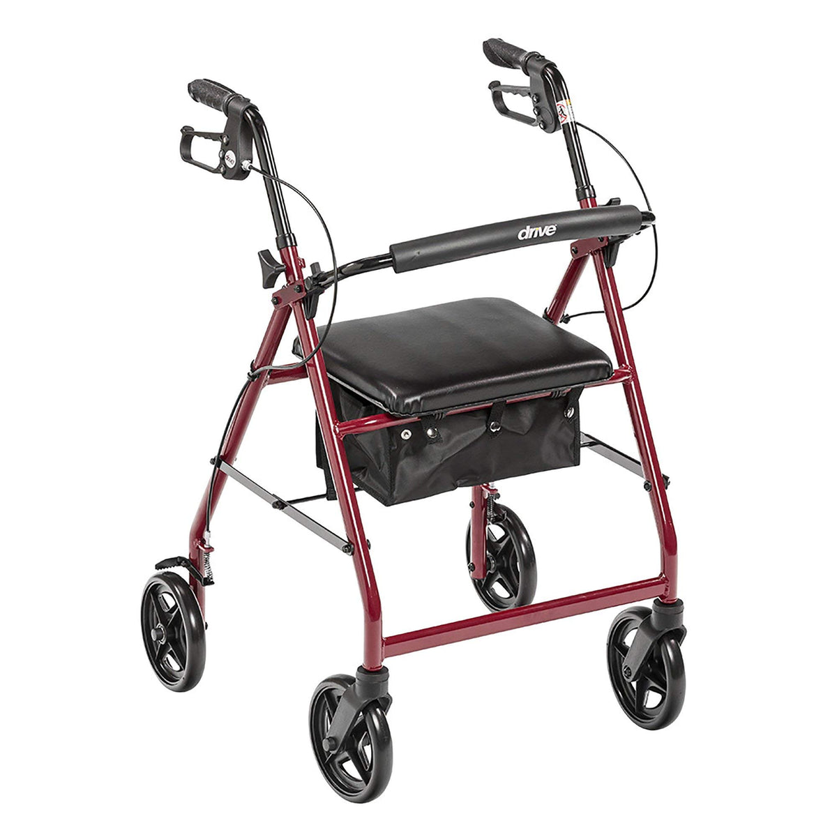 Red Aluminum Rollator with Padded Seat F5677