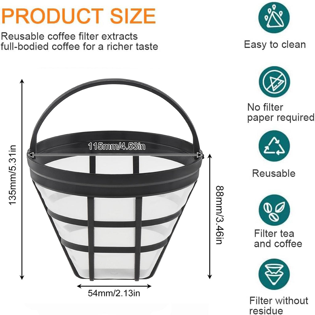 Reusable Cone Coffee Filters 8-12 Cup with Spoon and Brush W884