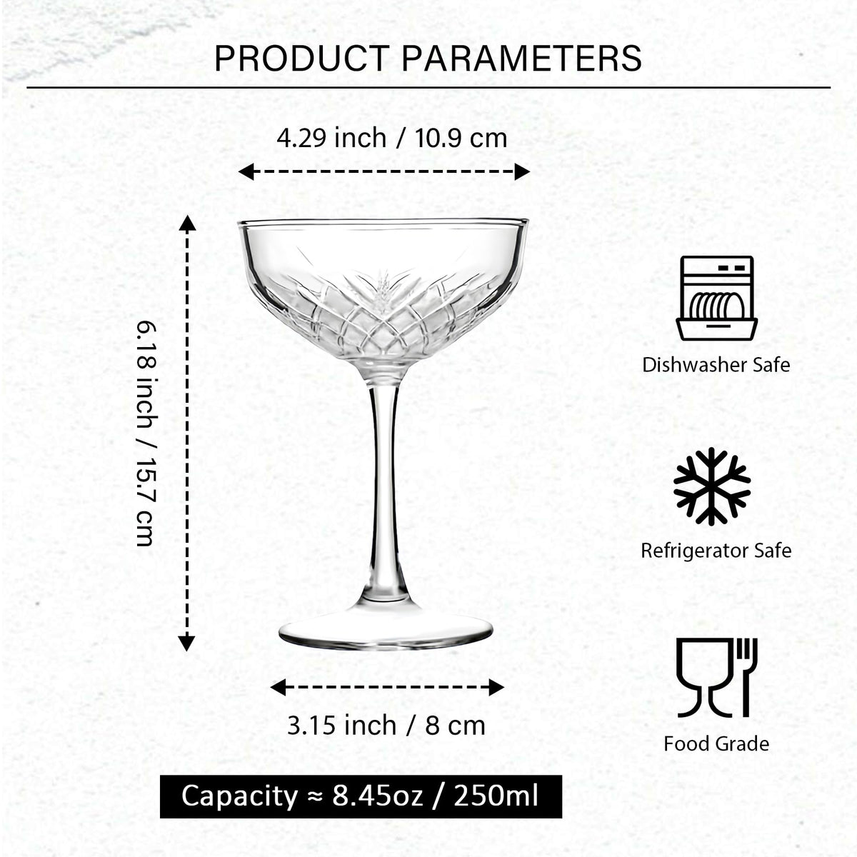 Martini Glasses Set of 4 Stemmed 8 Oz N785