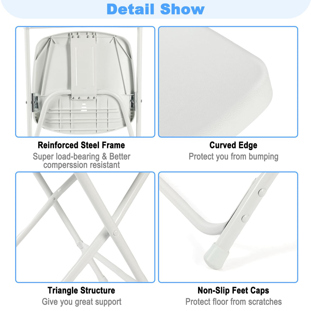 White Plastic Folding Chairs, 10 Pack A4765