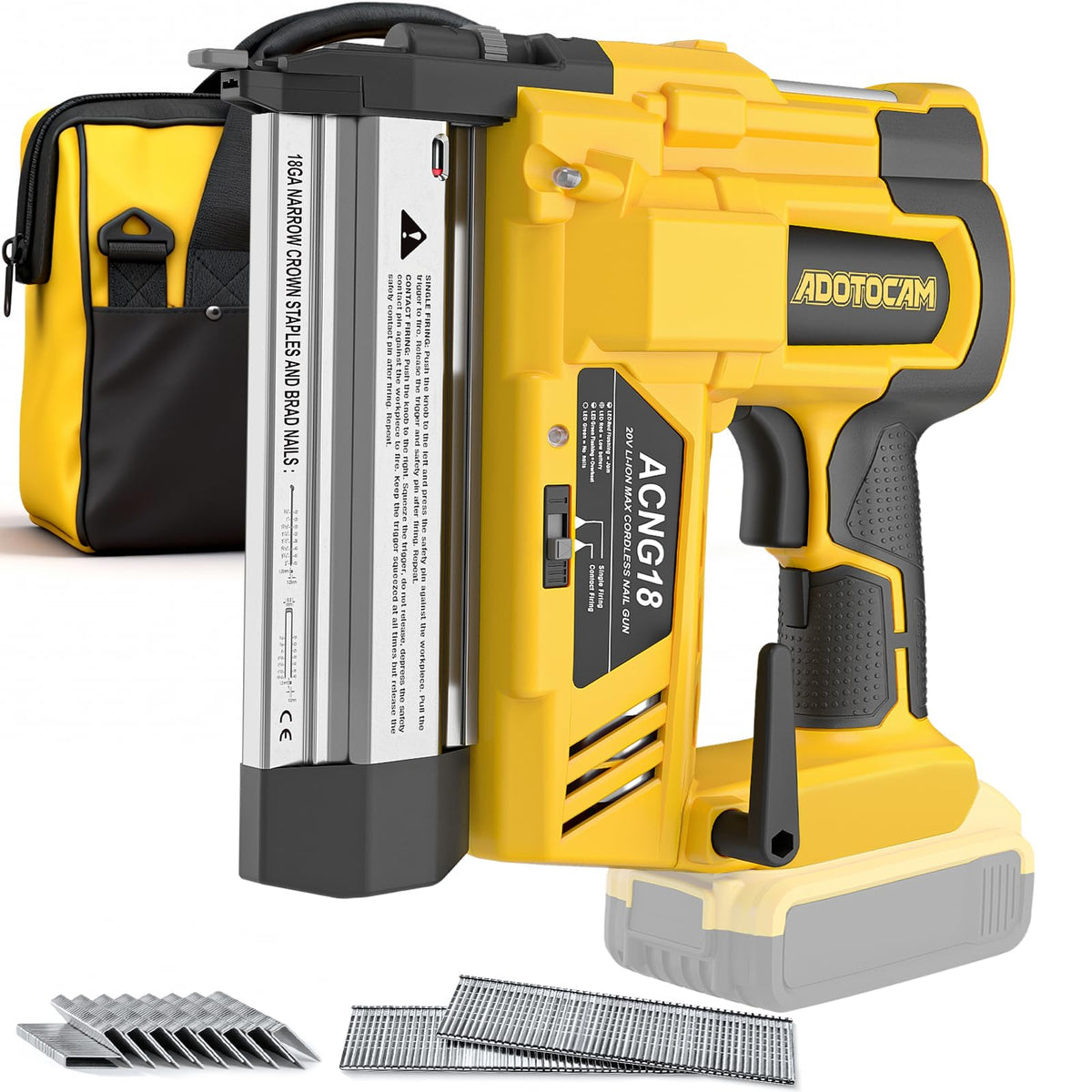 Cordless 2" Brad Nailer, 2 in 1 Electric Nail Gun/Staple Gun, 18GA Battery Powered A6023