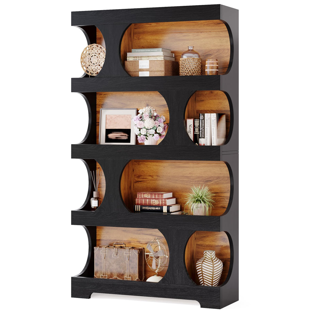 71" Tall 4-Tier S-Shaped Wood Bookcase Z96958