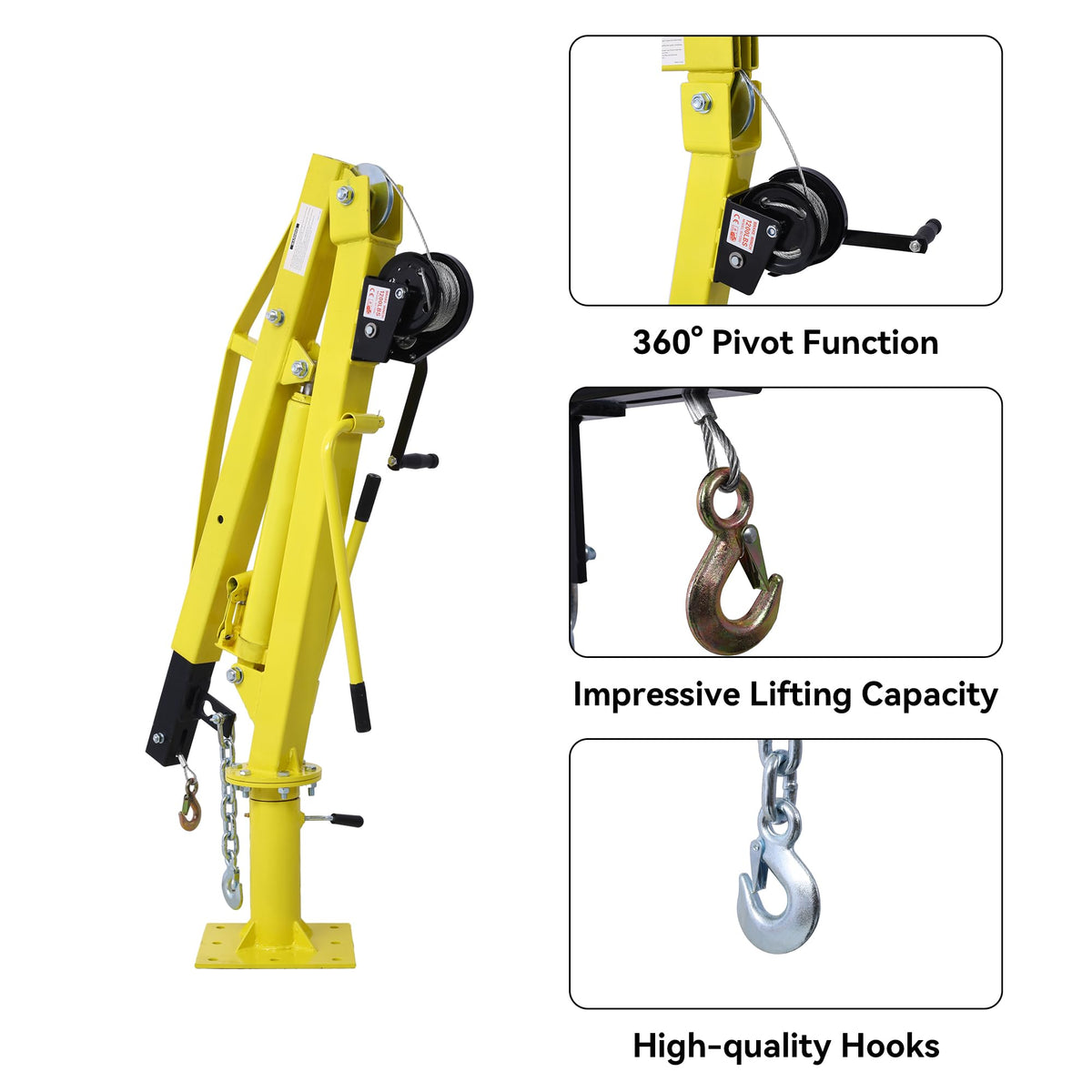 2000 lbs Folding Truck Crane with Hydraulic Winch Z309959