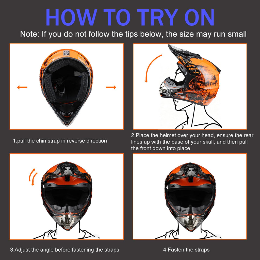 DOT Approved Kids Motocross Helmet with Goggles N889628