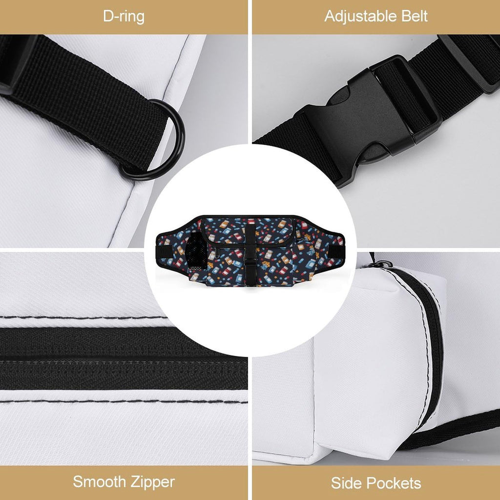 White Dog Walking Fanny Pack C3263
