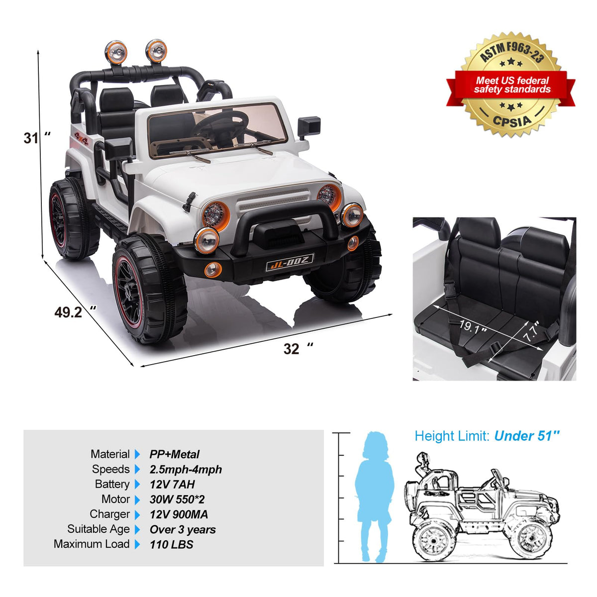 2 Seater 12V Ride On Truck S73745