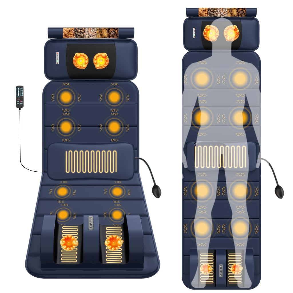 Full Body Massage Mat with Heat, 9 Vibrating Modes, Detachable Neck Massager Z477