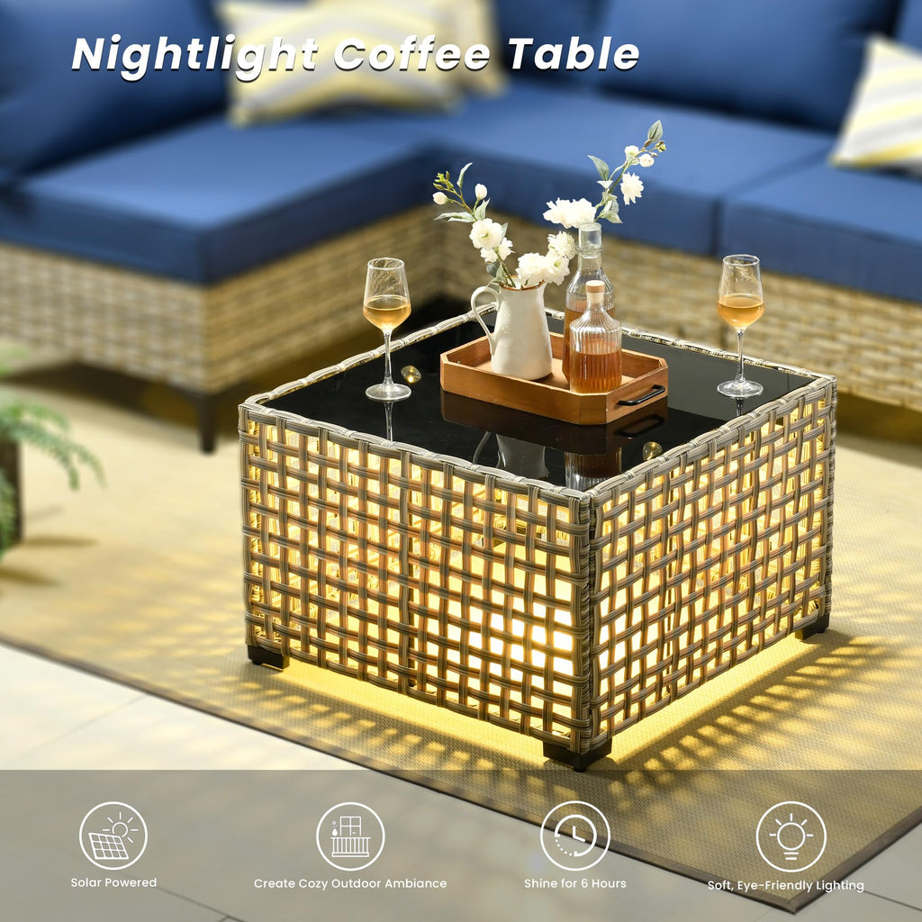 5 PCS Rattan Patio Conversation Set with Coffee Table J579