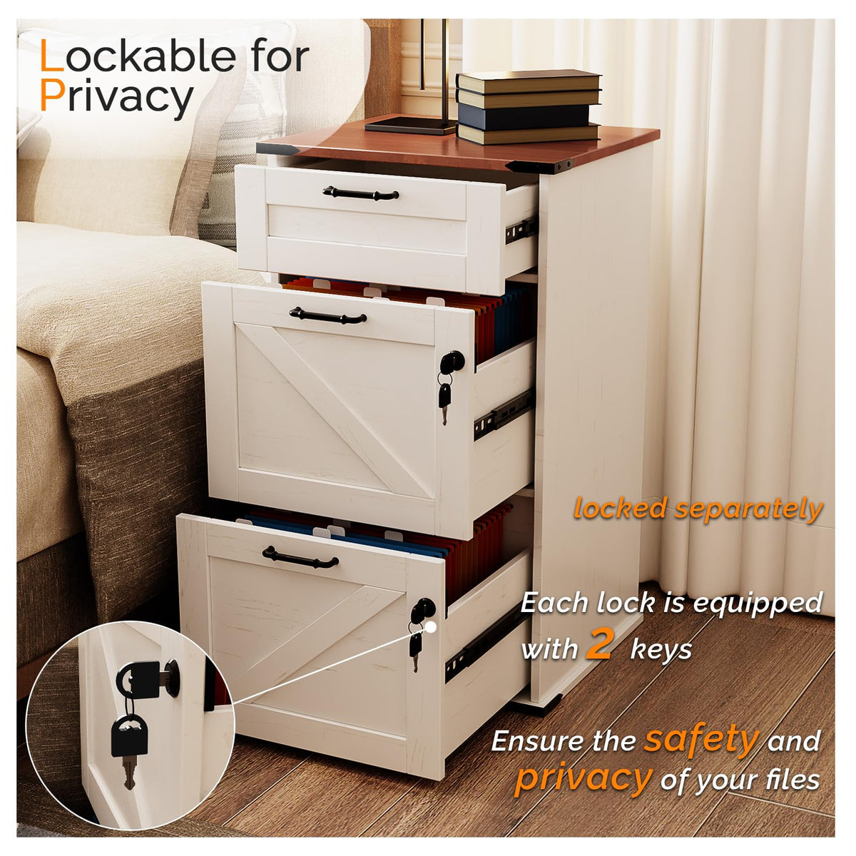 3 Drawer File Cabinet with Lock Y1984