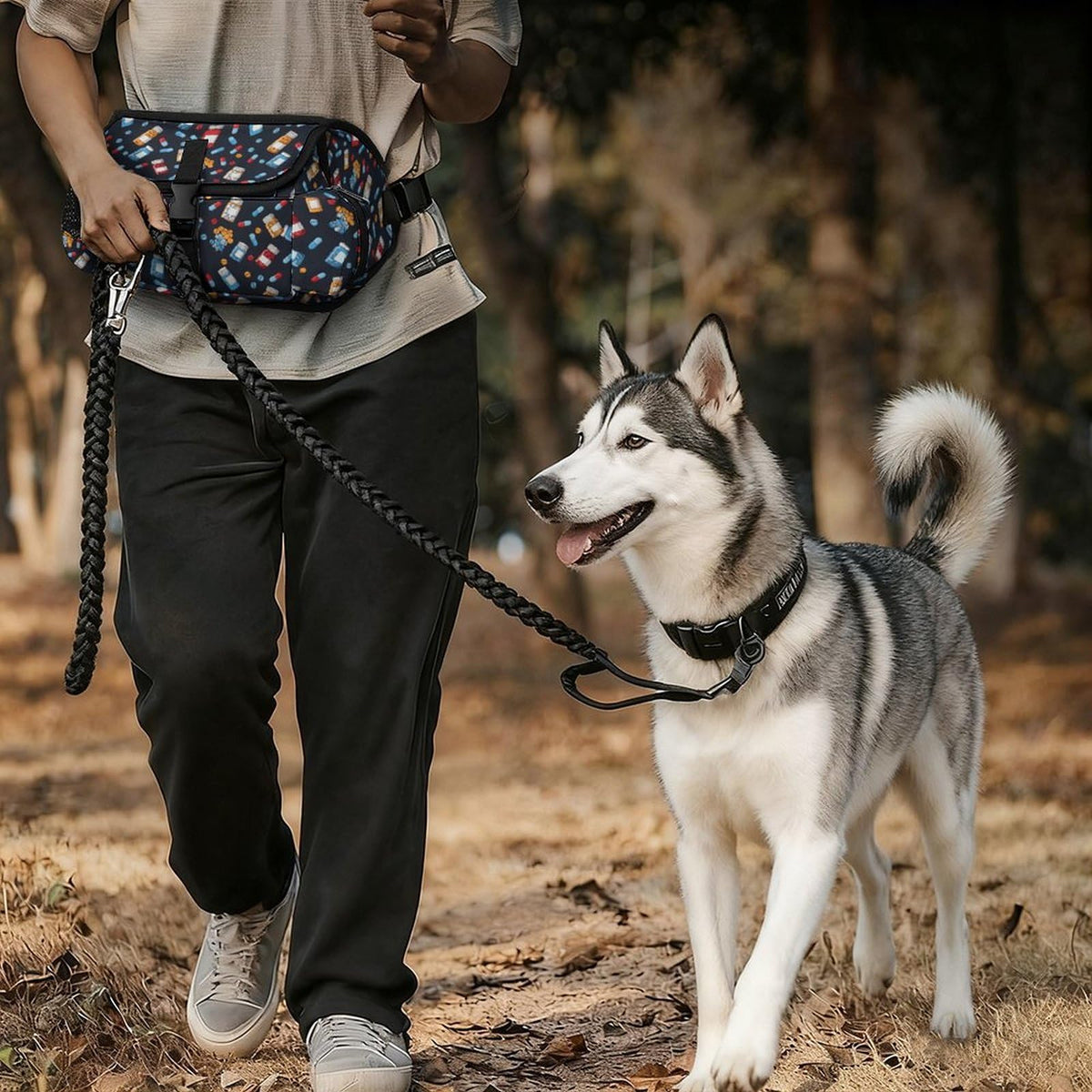 White Dog Walking Fanny Pack C3263