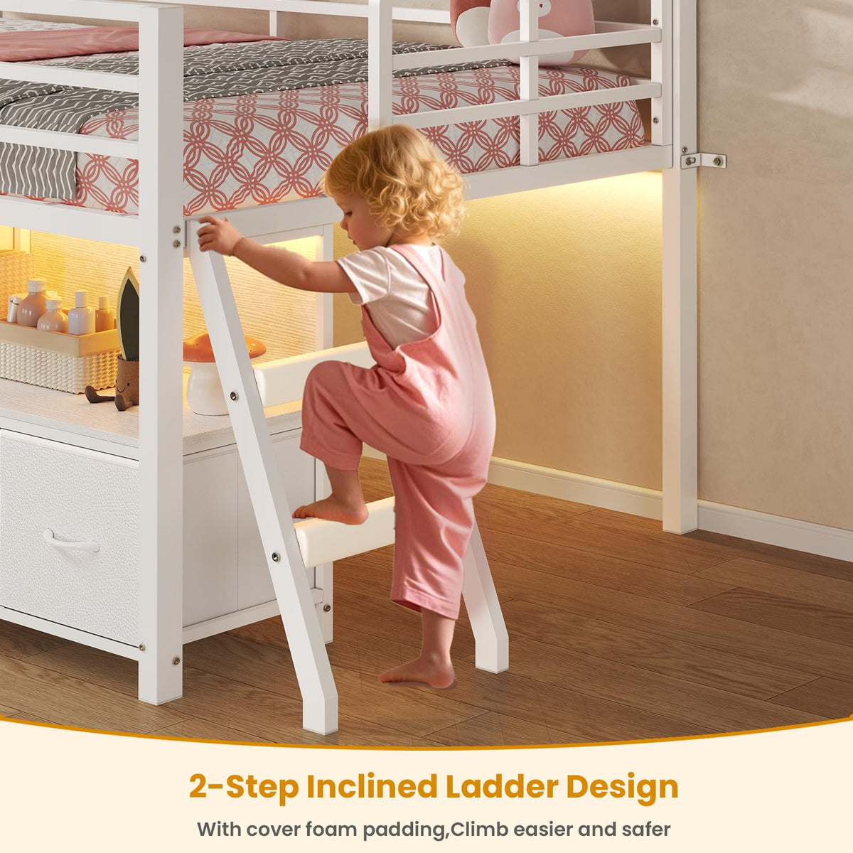 Twin Size Low Loft Bed with 7 Drawers U36499