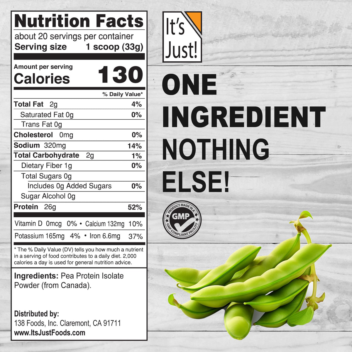 100% Pea Protein Vegan Gluten Free 5 Pound Unflavored F158759