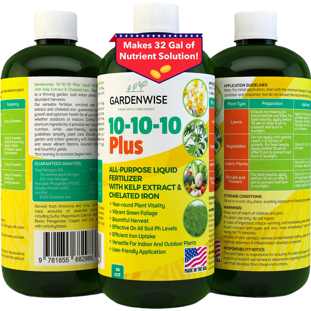 10-10-10 All Purpose Liquid Fertilizer with Seaweed Kelp & Iron 16 oz A2291