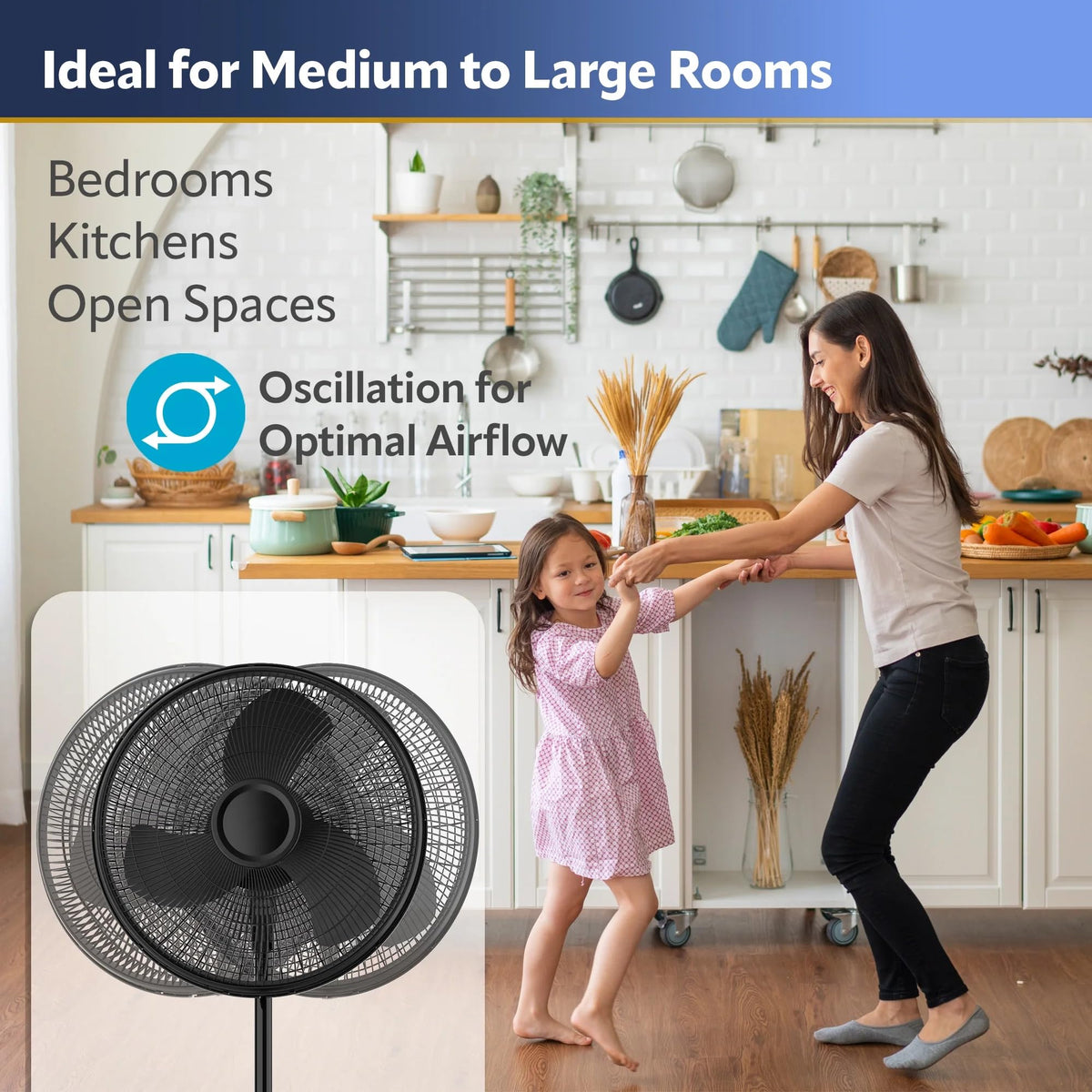16" Oscillating Adjustable Pedestal Fan D398