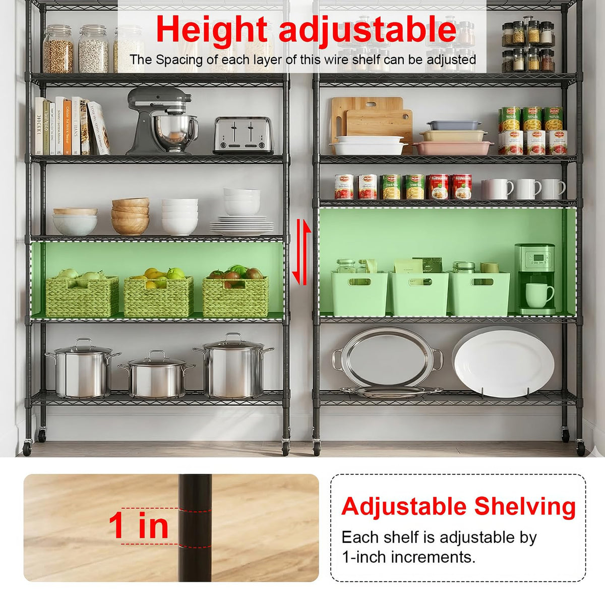 6-Tier Wire Shelf with Wheels C405