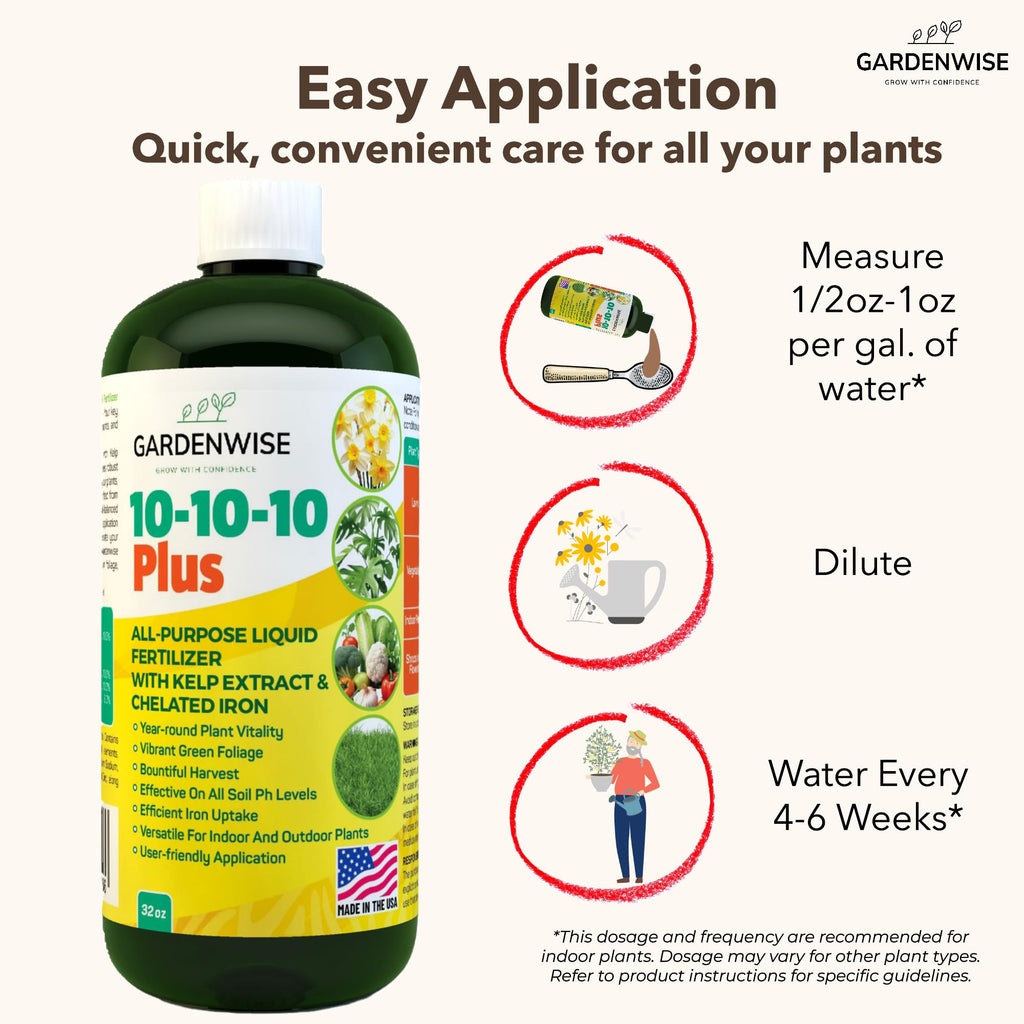 10-10-10 All Purpose Liquid Fertilizer with Seaweed Kelp & Iron 16 oz A2291