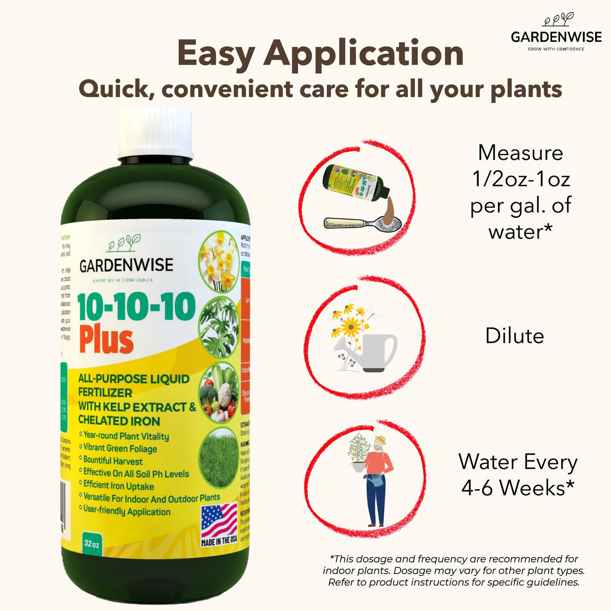 10-10-10 All Purpose Liquid Fertilizer with Seaweed Kelp & Iron 16 oz A2291