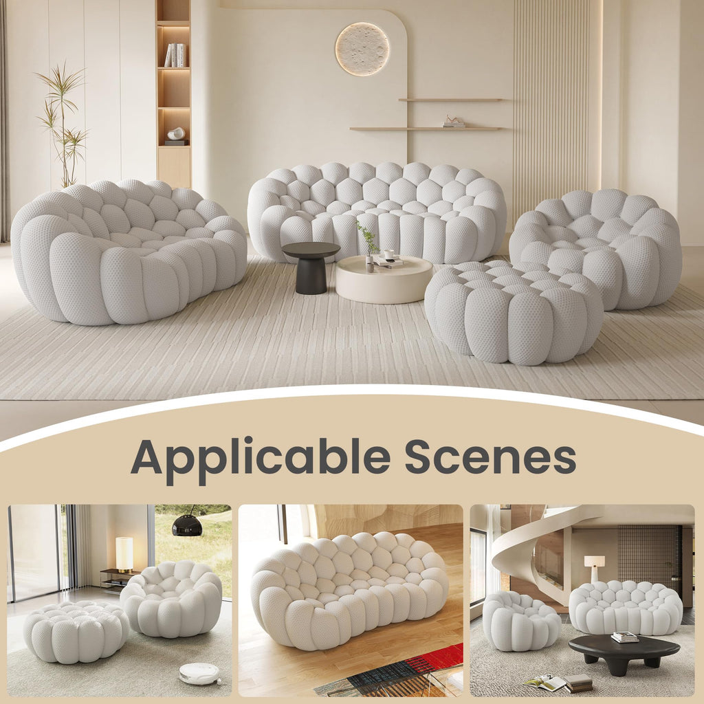 Light Gray Curved Upholstered Sofa E63364