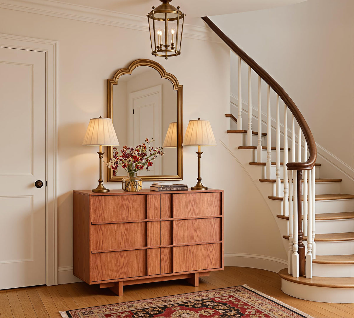 47" Wide 6 Drawer Dresser and Nightstand Set 3 Piece, Cherry N2676