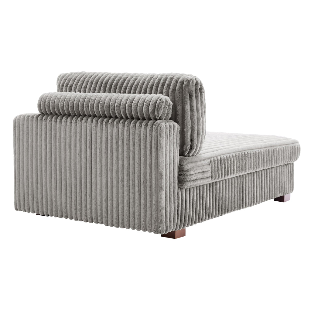 Oversized Faux Fur Upholstered Chaise Lounge Chair with Left Armrest M4899