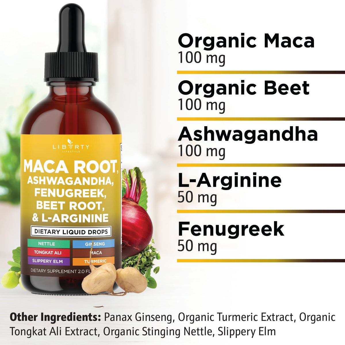 Organic Maca Root Liquid Drops with Ashwagandha 2oz G738162