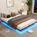 Full Size Metal Platform Bed Frame with LED Lights & Charging Station O14572