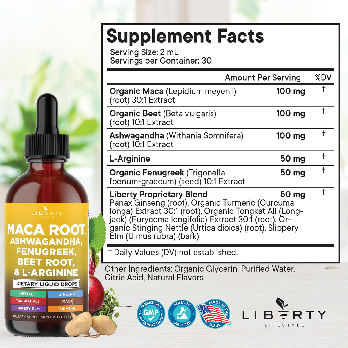 Organic Maca Root Liquid Drops with Ashwagandha 2oz G738162